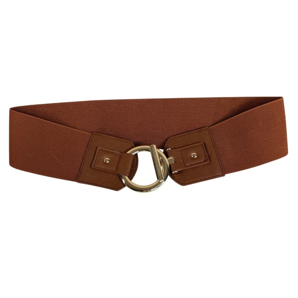 Vince Camuto Collection XIIX Circle & Bar Interlocking Brown Expandable Belt M/L - Picture 1 of 9